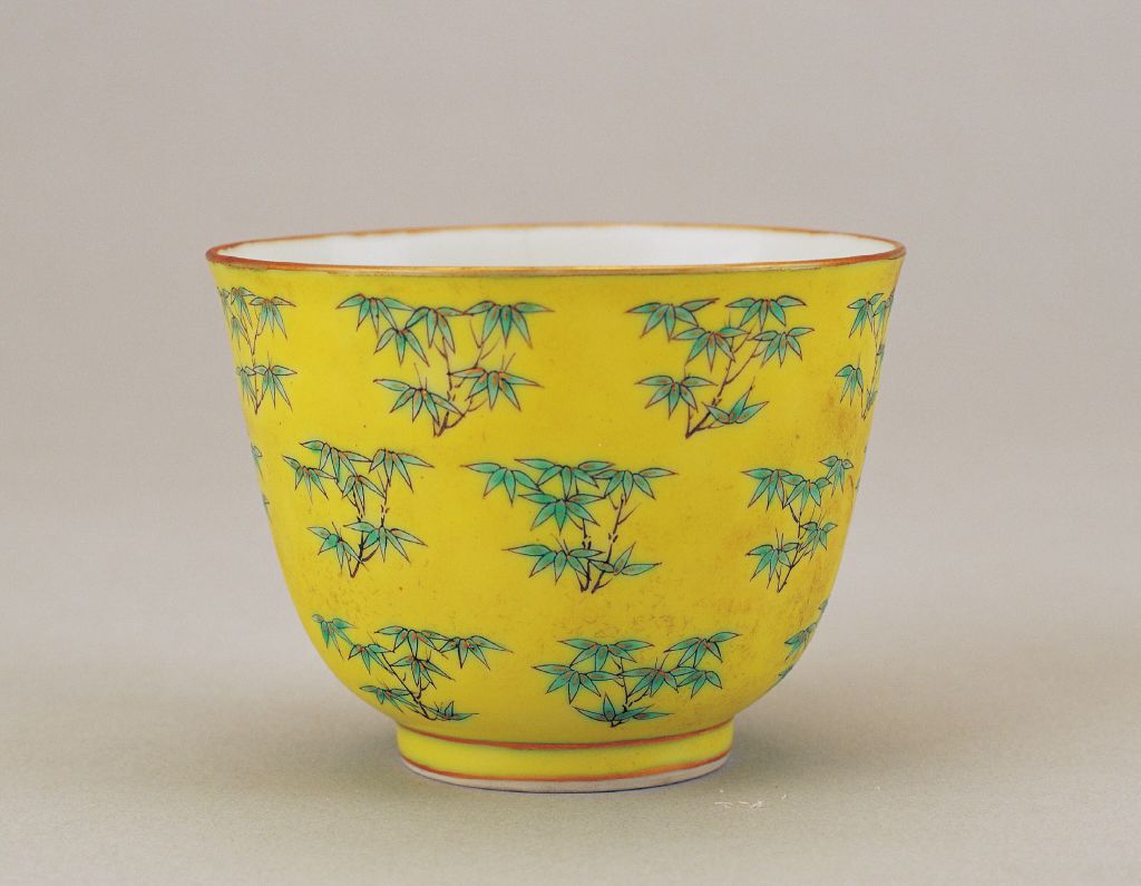 图片[1]-Yellow ground pastel colored bamboo bowl-China Archive